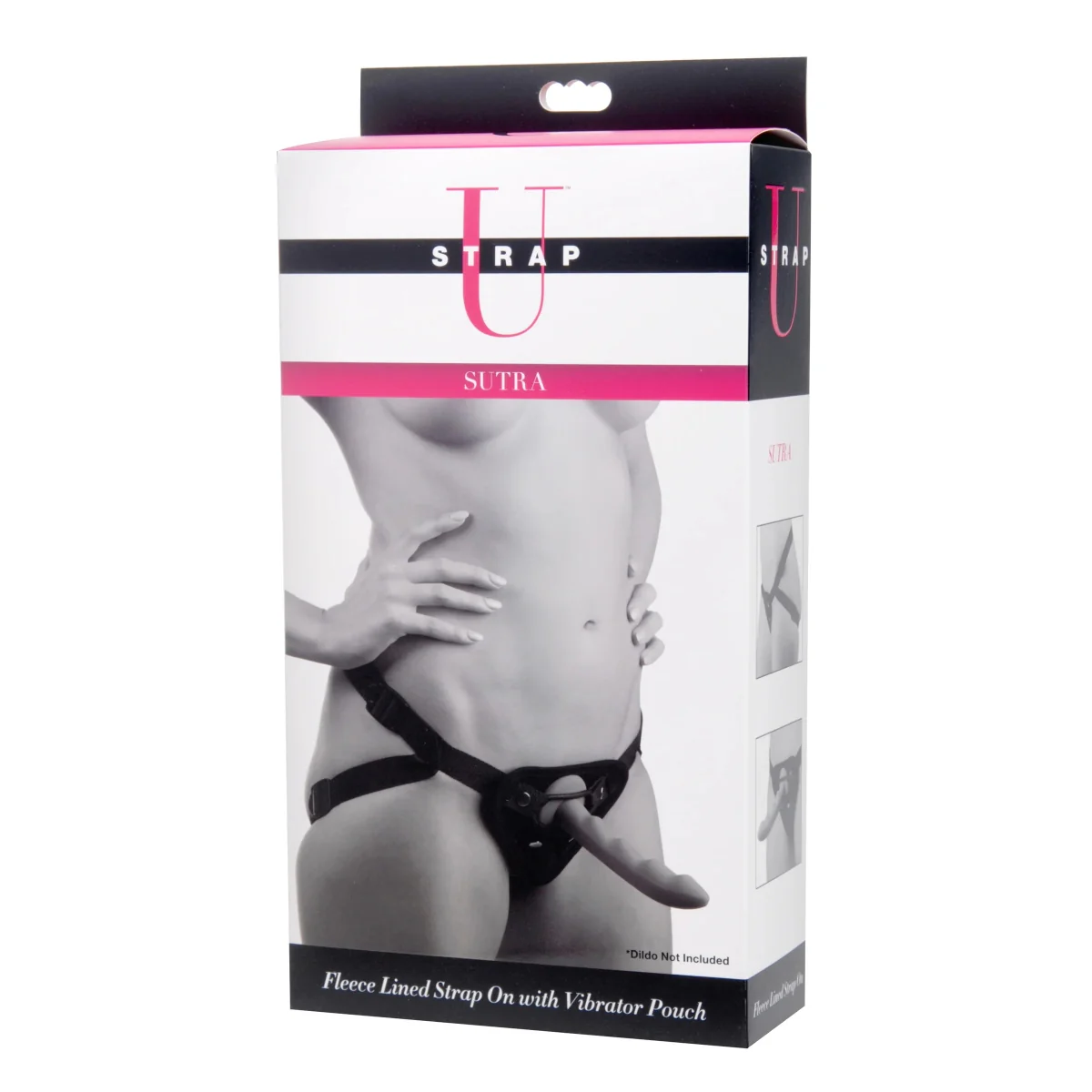 Strap U Sutra Fleece Lined Strap-On Harness With Vibrator Pouch Black - Image 2