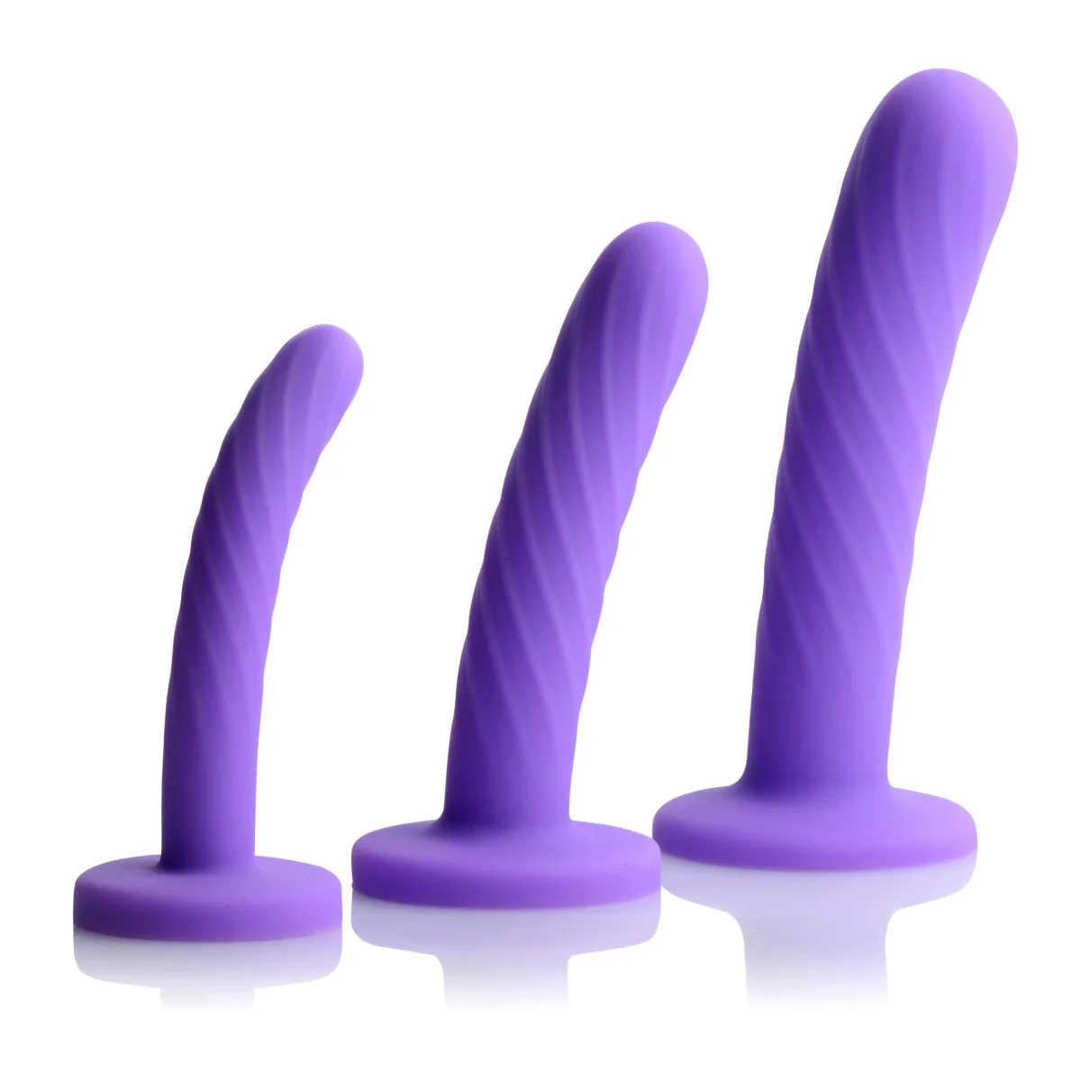 Strap U Tri-Play 3 Piece Silicone Dildo Set Purple