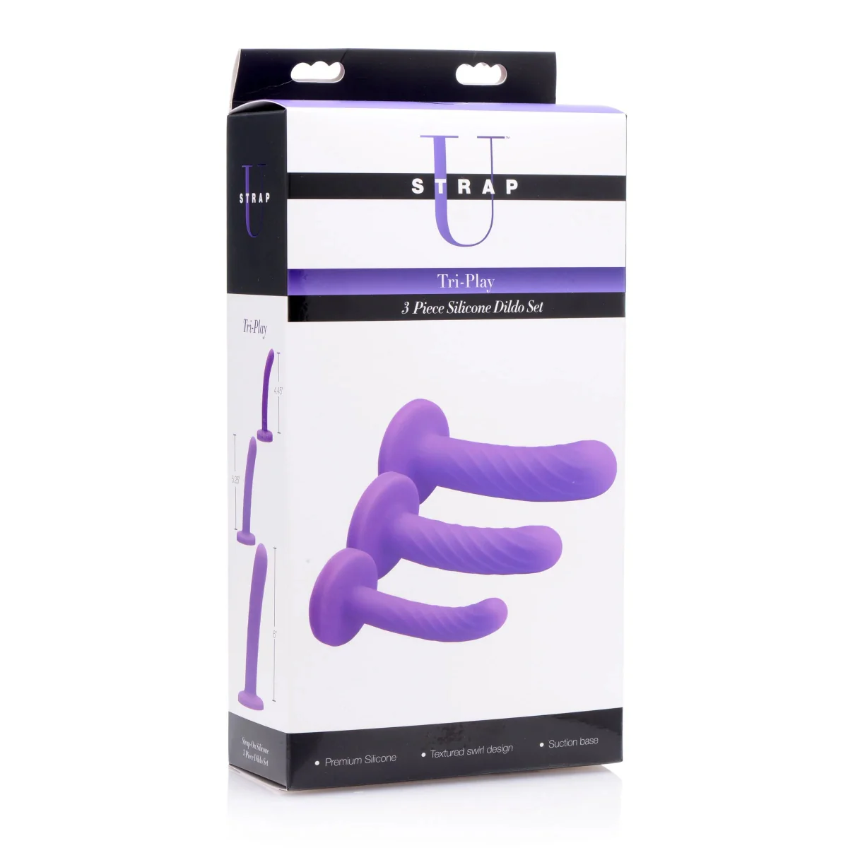 Strap U Tri-Play 3 Piece Silicone Dildo Set Purple - Image 2