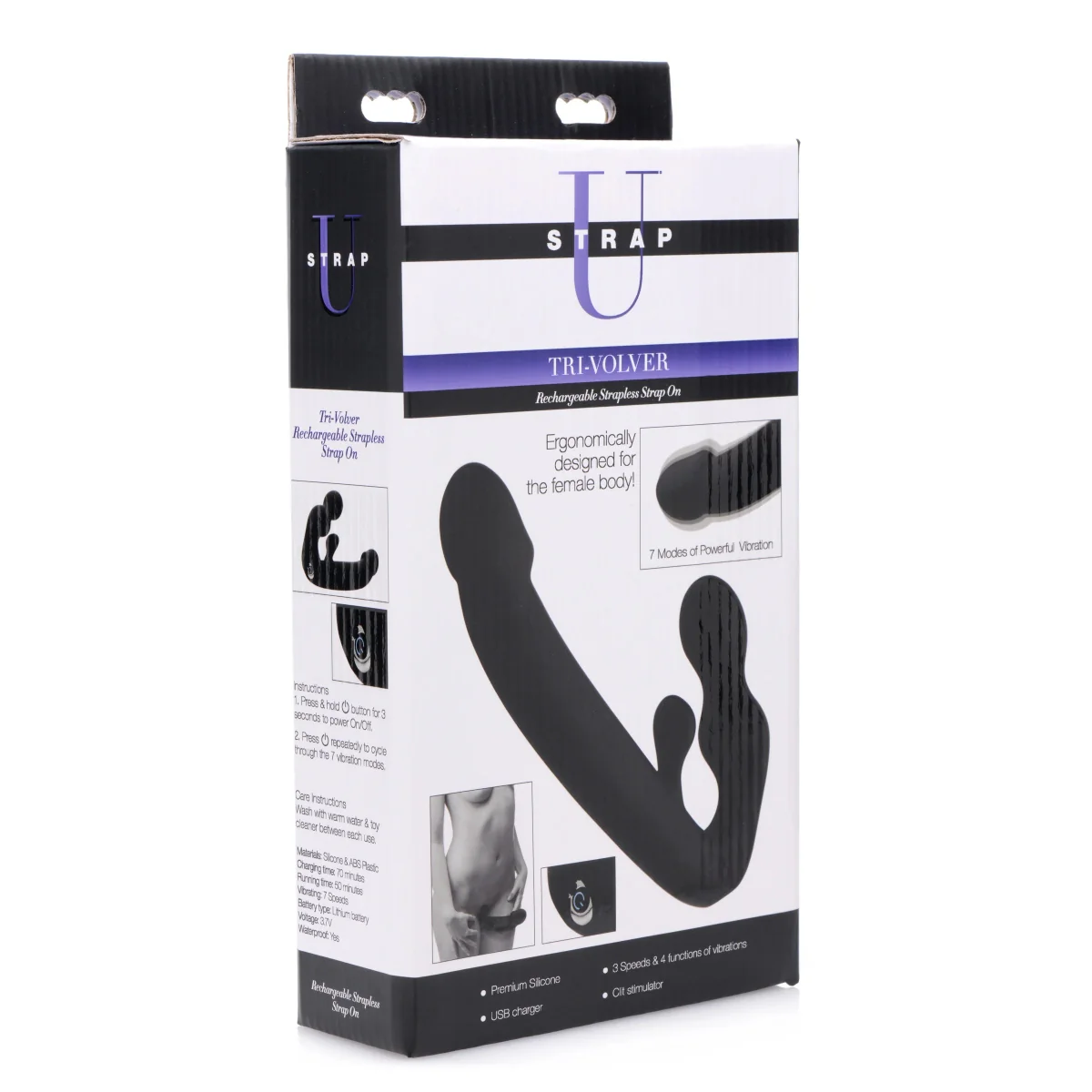 Strap U Tri-Volver Rechargeable Strapless Strap-On Black - Image 2