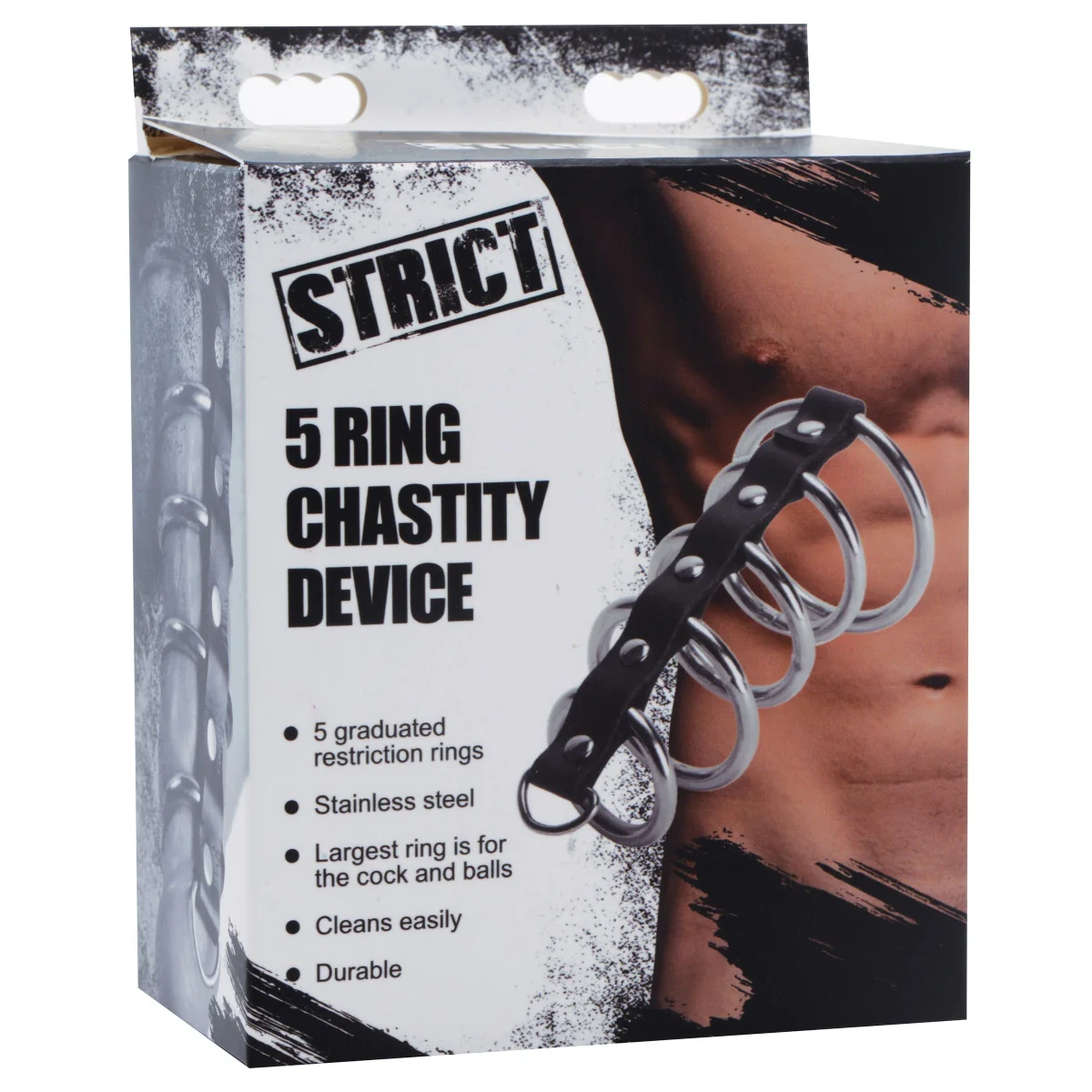 Strict 5 Ring Chastity Device Black - Image 2