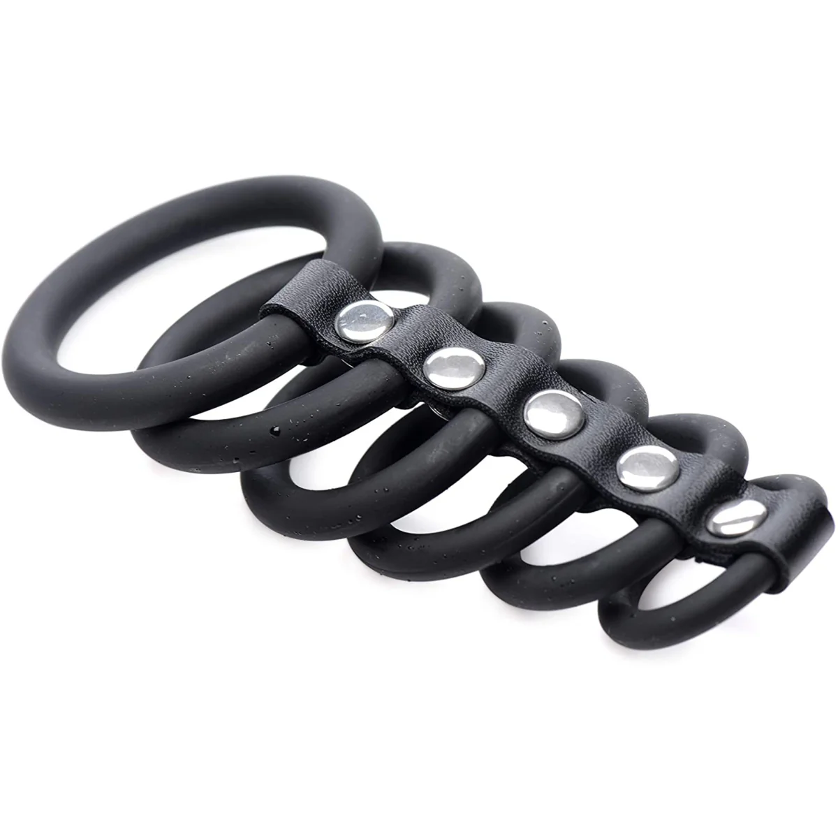 Strict 6 Ring Silicone Chastity Device Black - Image 3