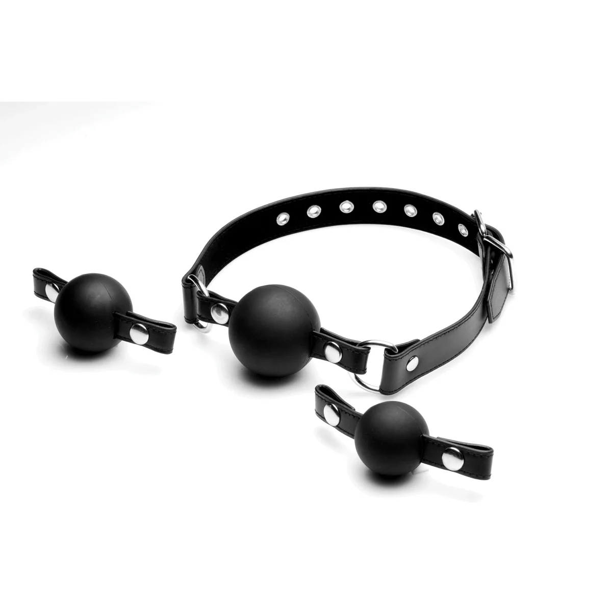 Strict Interchangeable Silicone Ball Gag Set Black - Image 4