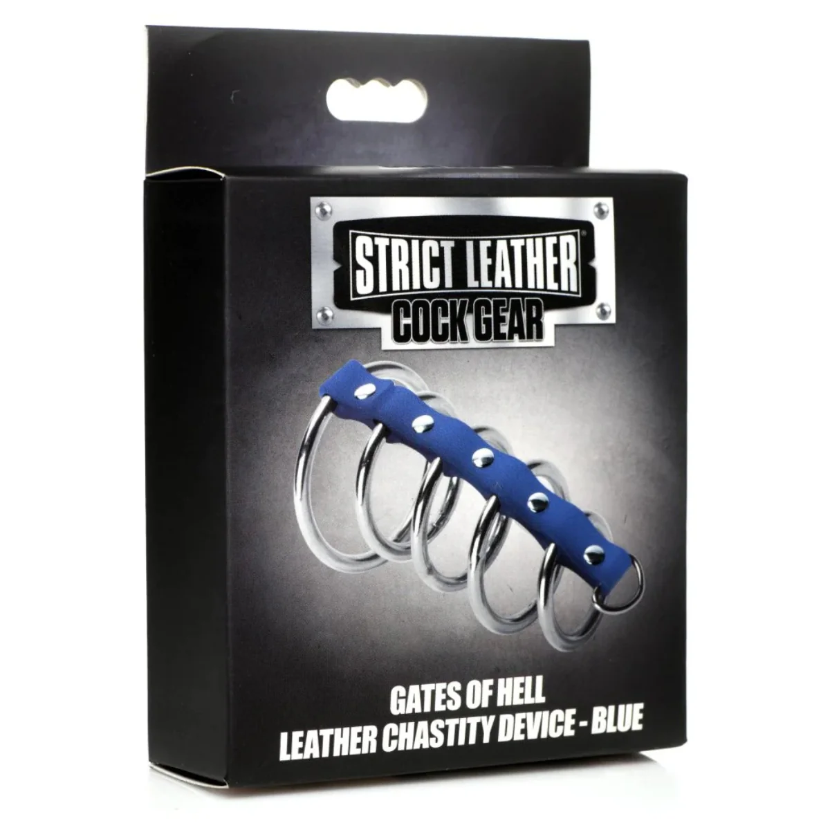 Strict Leather Cock Gear Leather And Steel Gates Of Hell Cock Ring Blue - Image 2