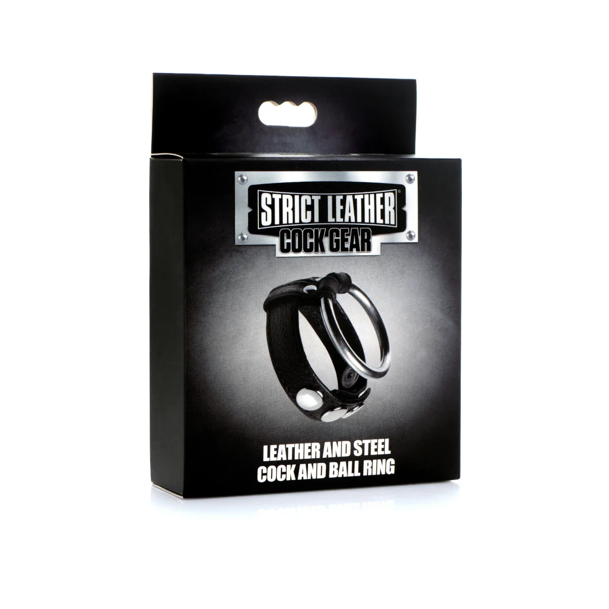 Strict Leather Cock Gear Leather & Steel Cock & Ball Ring Black Silver - Image 2