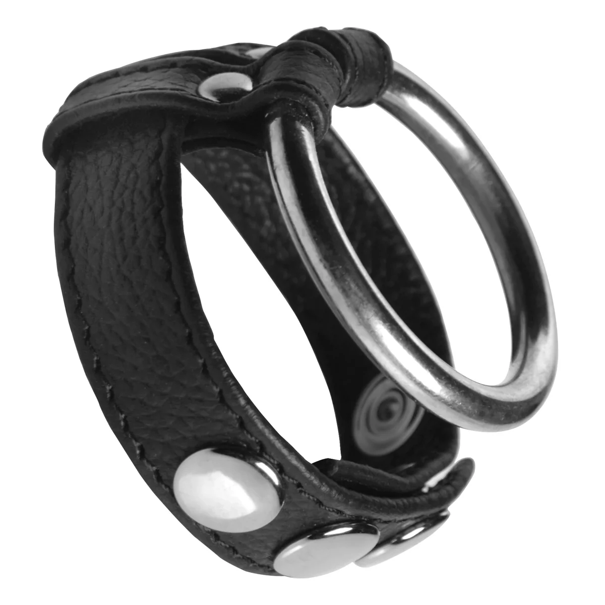 Strict Leather Cock Gear Leather & Steel Cock & Ball Ring Black Silver - Image 3