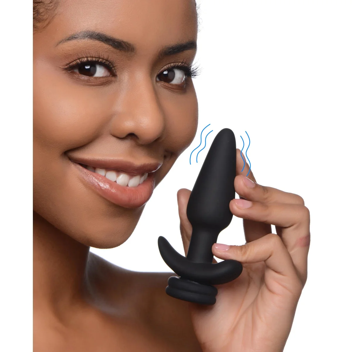 Tailz Interchangeable 10X Vibrating Silicone Butt Plug With Remote Black Small - Image 4