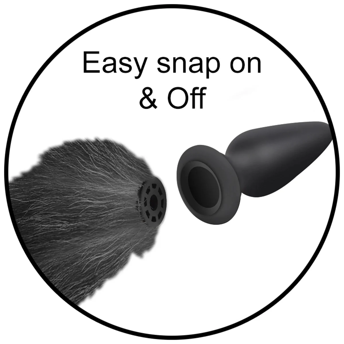 Tailz Snap-On Interchangeable Black & White Fox Tail Black White - Image 3