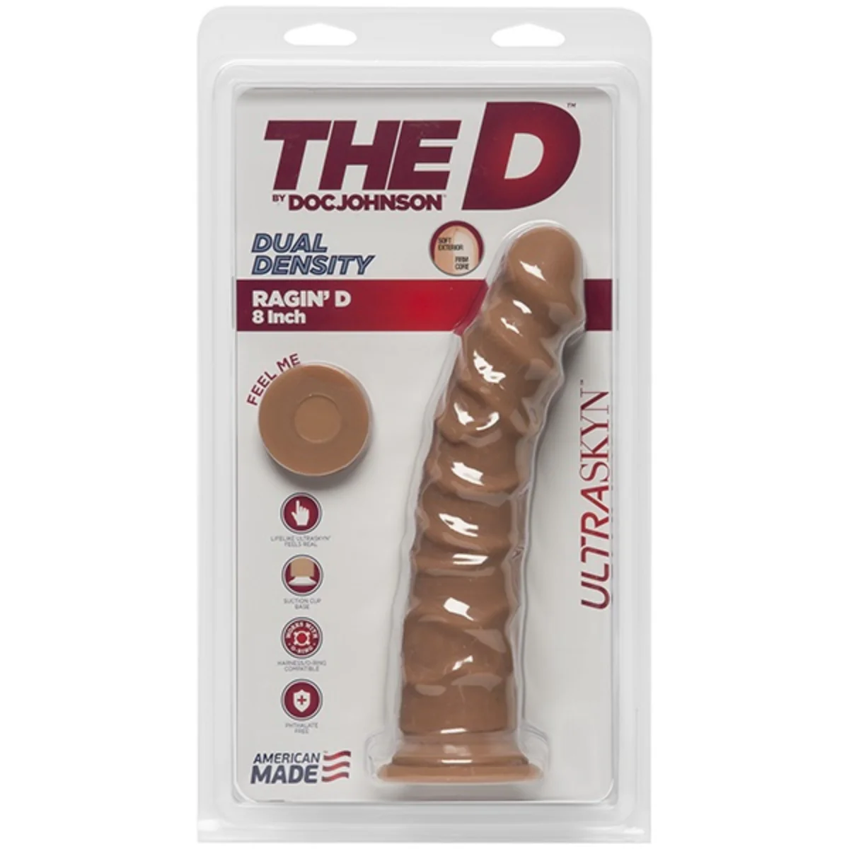 The D Ragin' D Dual Density Ultraskyn Dildo Brown 8 Inch - Image 2