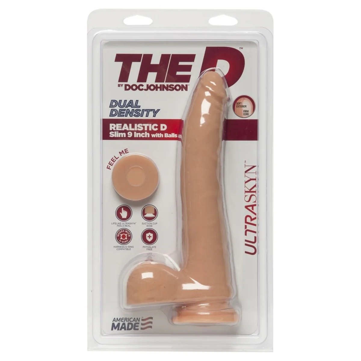The D Realistic D Dual Density Slim Dildo With Balls Pink 9 Inch - Image 2