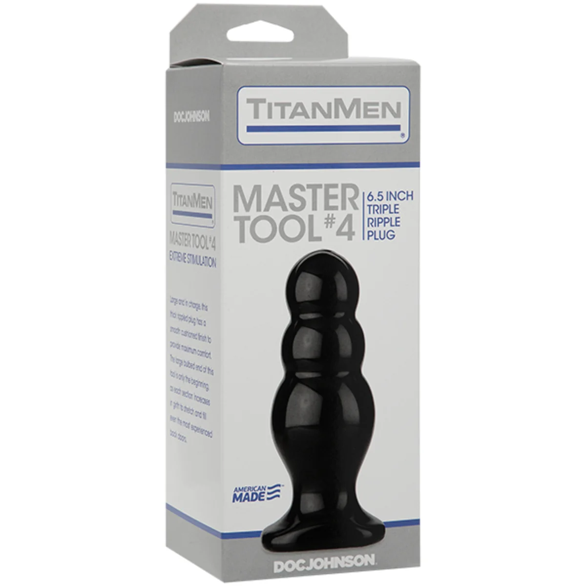 TitanMen Master Tool 4 Triple Ripple Butt Plug Black 6.5 Inch - Image 2
