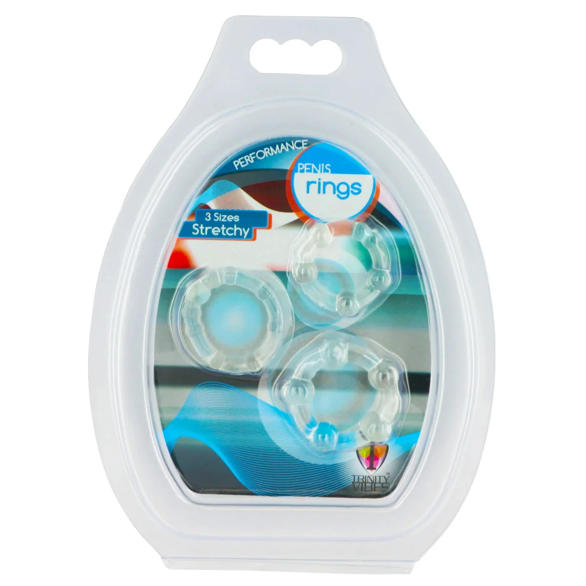 Trinity For Men Cock Ring 3 Pack TPR Clear - Image 2
