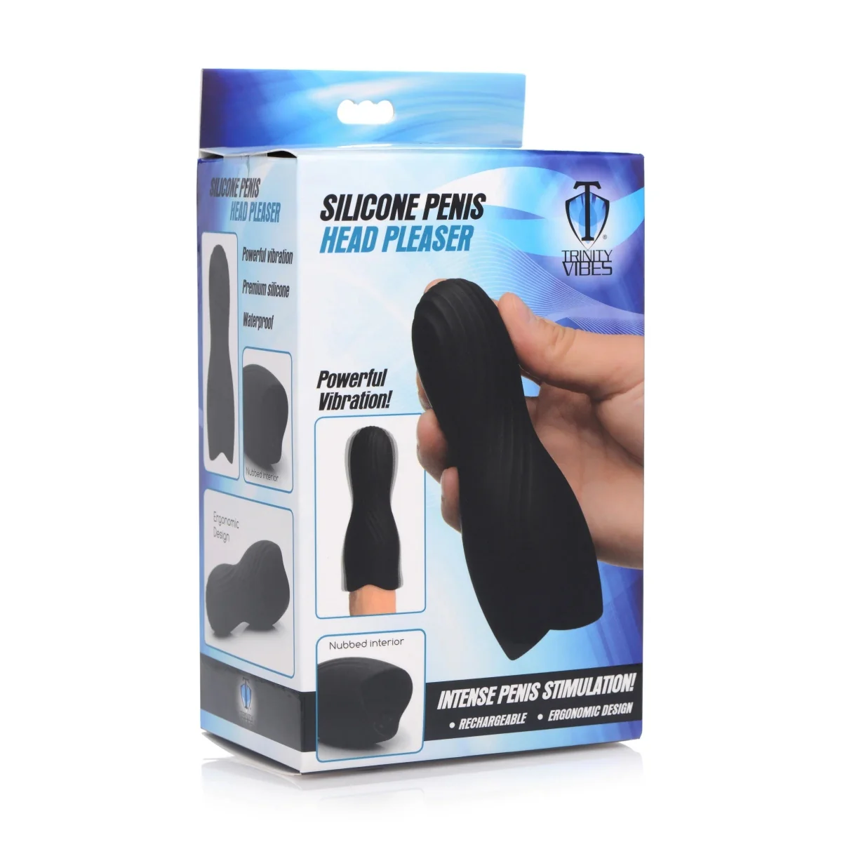 Trinity For Men Silicone Penis Head Pleaser Black - Image 2