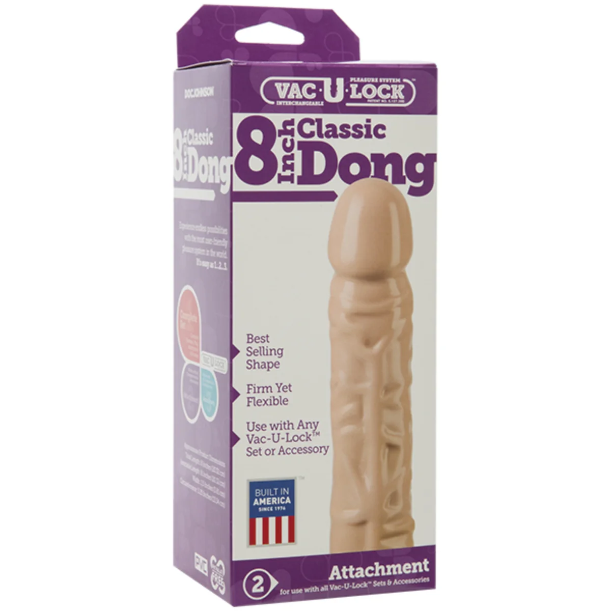 Vac-U-Lock Classic Dong Pink 8 Inch - Image 2