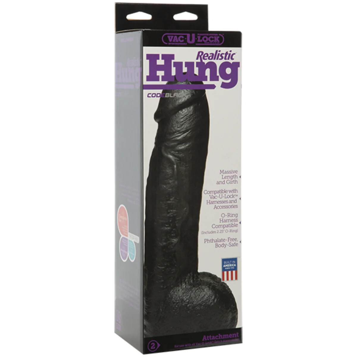 Vac-U-Lock Code Black Hung Realistic Dildo Black 12 Inch - Image 2