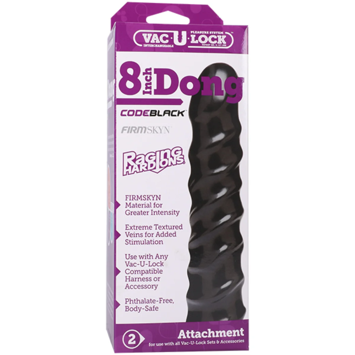 Vac-U-Lock Code Black Raging Hard-Ons Dildo Black 8 Inch - Image 2