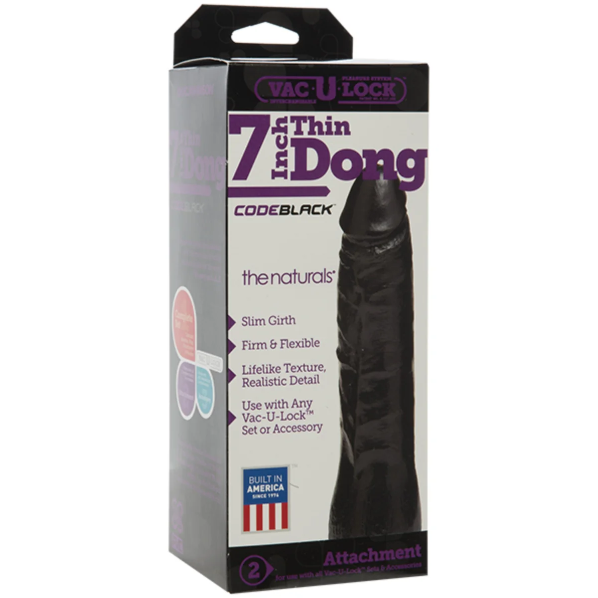 Vac-U-Lock Code Black Thin Dong Black 7 Inch - Image 2