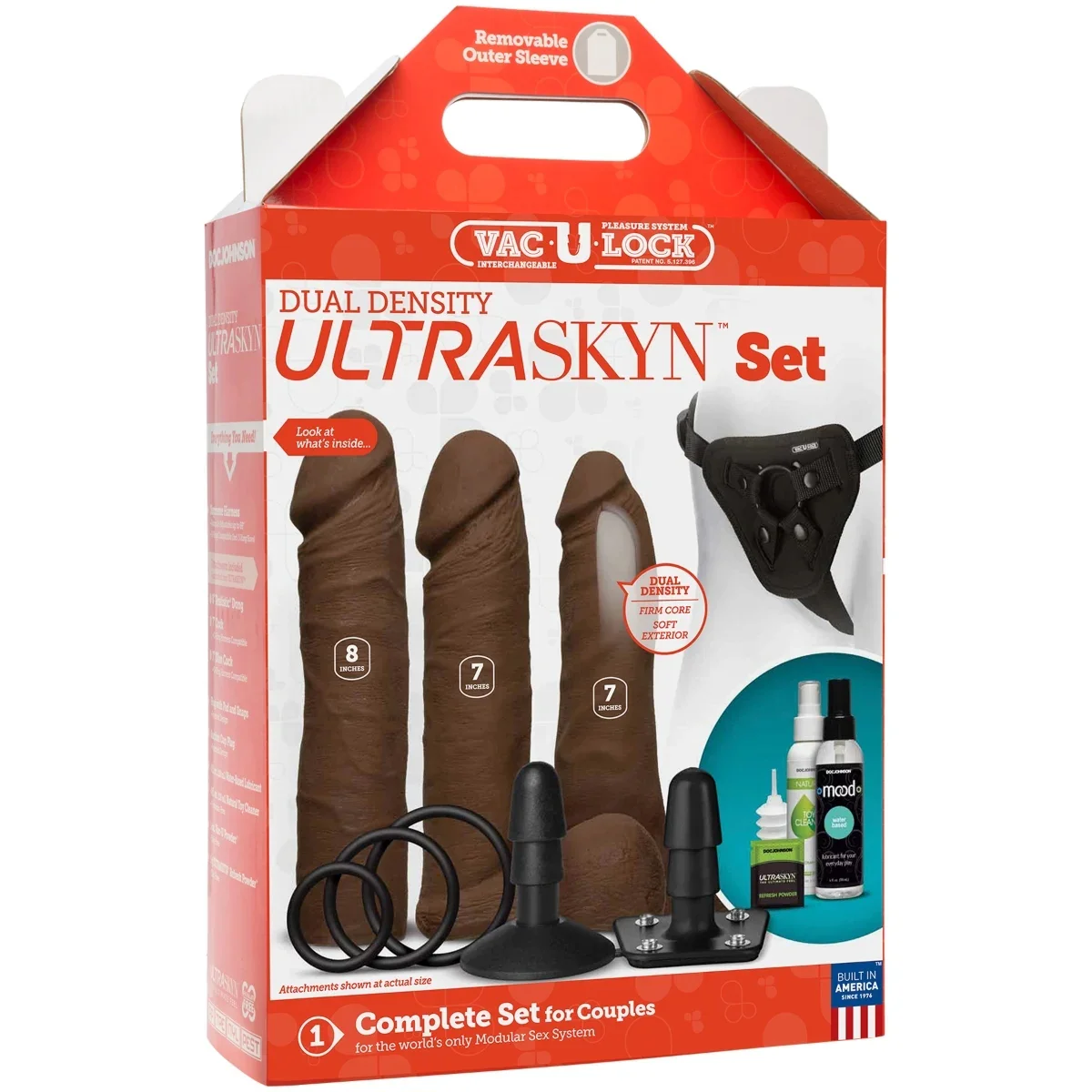 Vac-U-Lock Dual Density Ultraskyn Strap-On Set Brown - Image 2