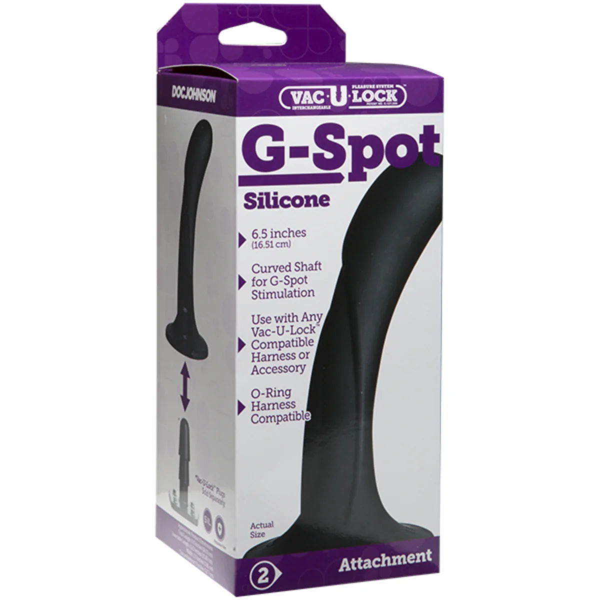 Vac-U-Lock G-Spot Silicone Dildo Black 6.5 Inch - Image 2