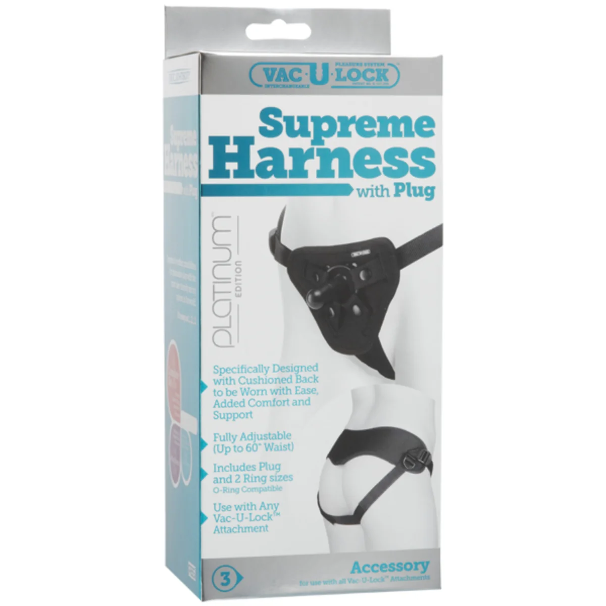 Vac-U-Lock Platinum Supreme Harness With Plug Black - Image 2