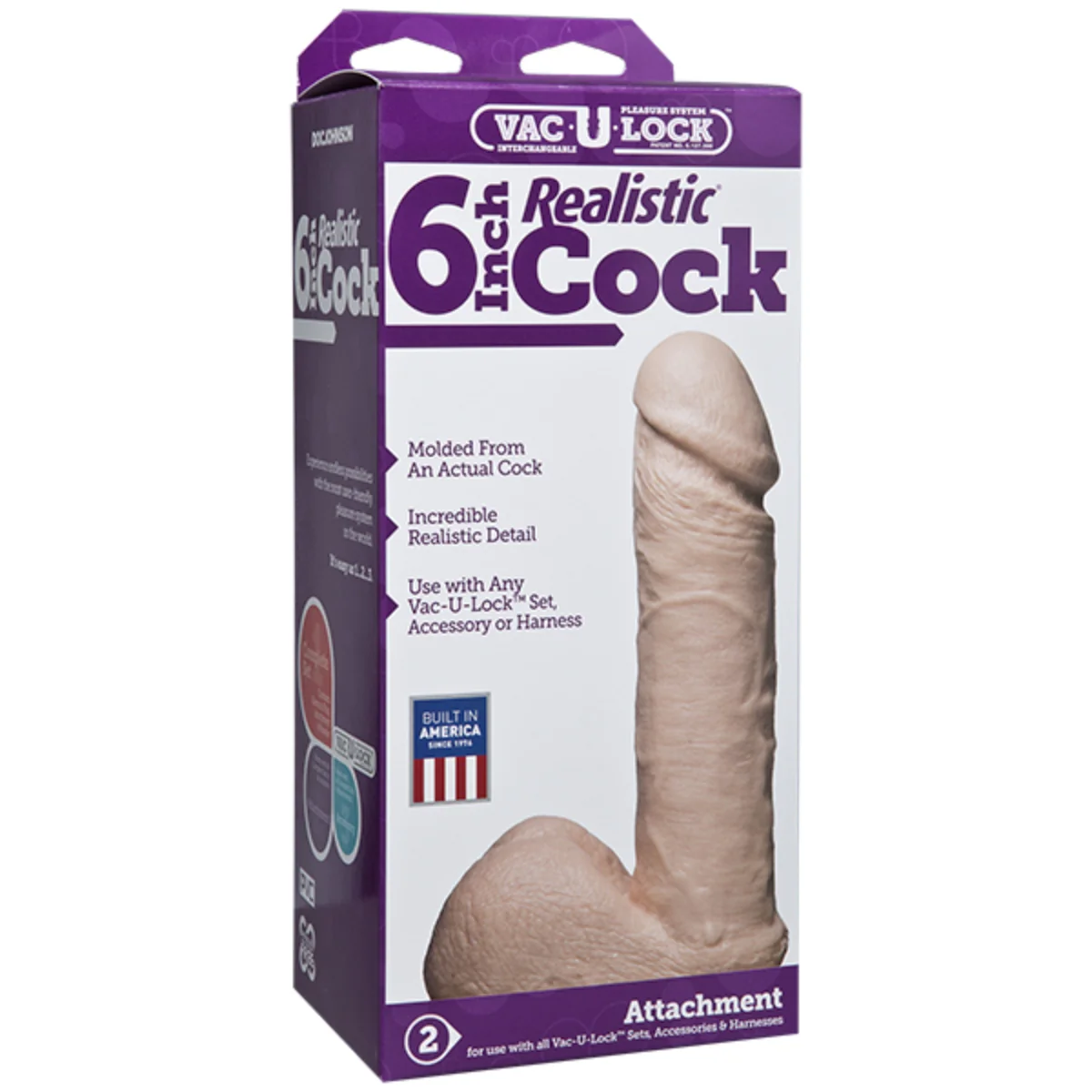 Vac-U-Lock Realistic Dildo Pink 6 Inch - Image 2
