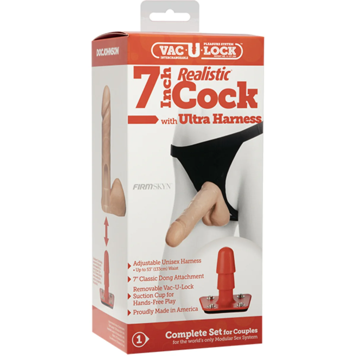 Vac-U-Lock Realistic Dildo With Ultra Harness Pink 7 Inch - Image 2