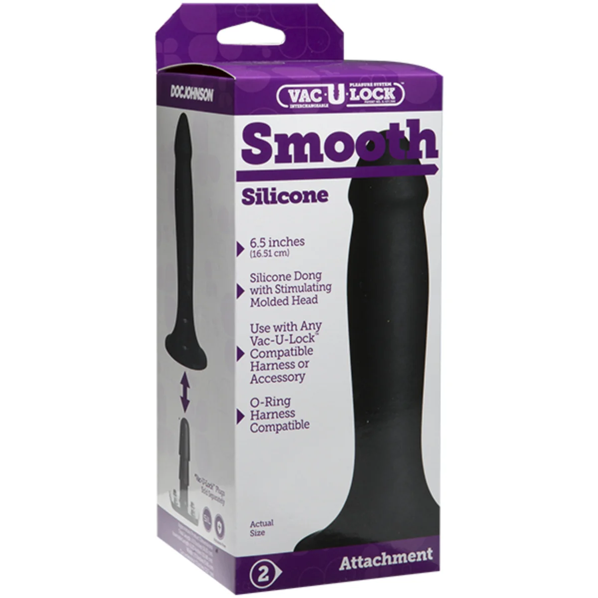 Vac-U-Lock Smooth Silicone Dildo Black 6.5 Inch - Image 2