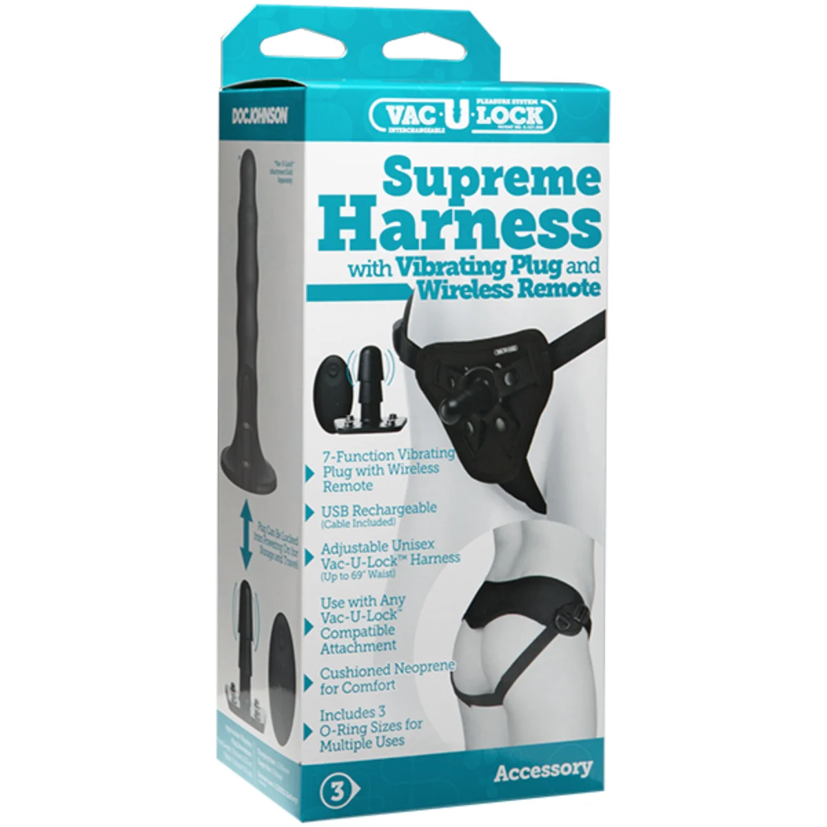 Vac-U-Lock Supreme Harness With Vibrating Plug & Wireless Remote Black - Image 2
