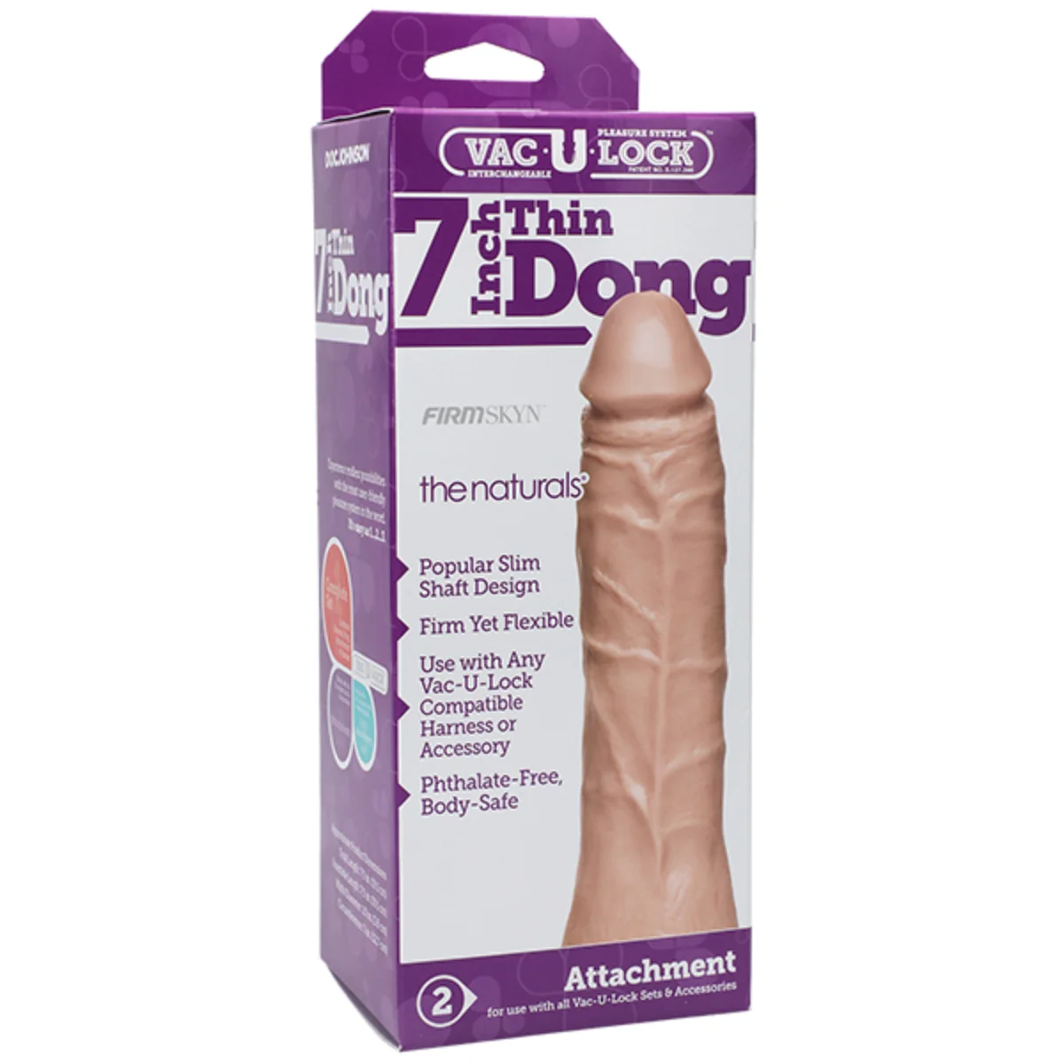 Vac-U-Lock The Naturals Thin Dong Pink 7 Inch - Image 2