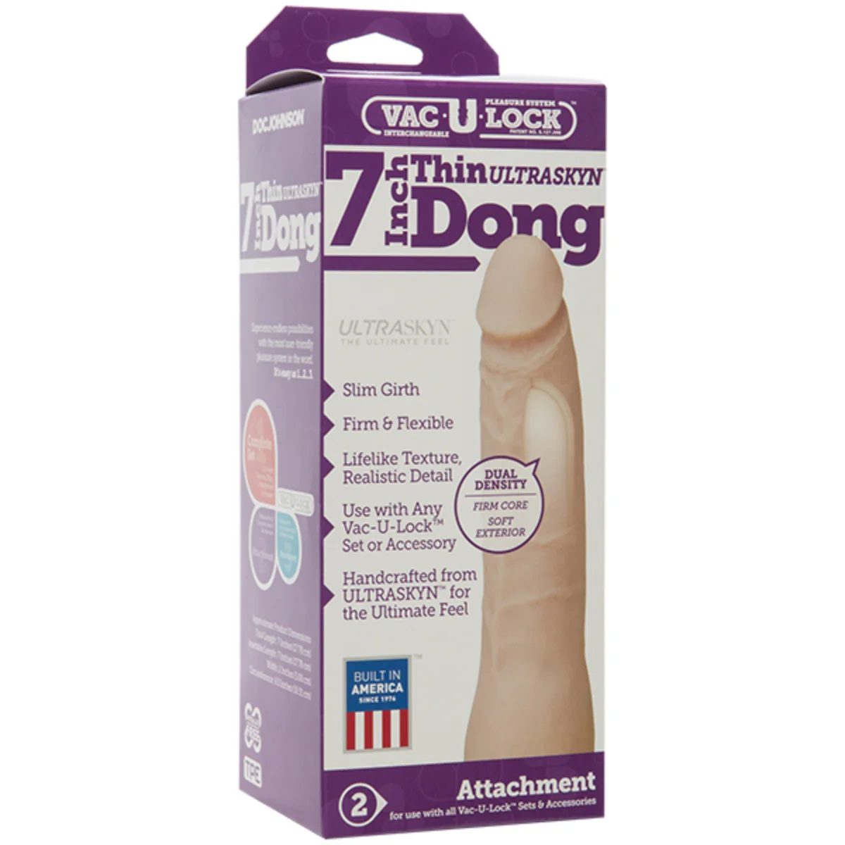 Vac-U-Lock Thin Dong Ultraskyn Pink 7 Inch - Image 2