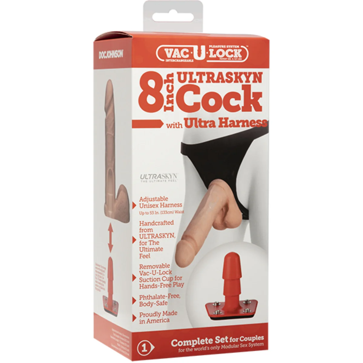 Vac-U-Lock Ultraskyn Dildo With Ultra Harness Pink 8 Inch - Image 2