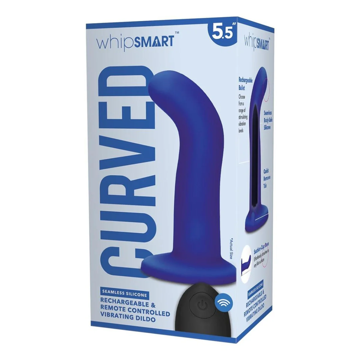 Whipsmart Curved Silicone Remote Control Vibrating Dildo Navy Blue 5.5 Inch - Image 2