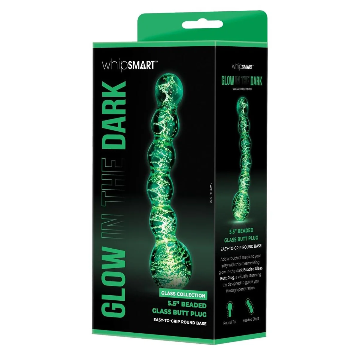 Whipsmart Glow In The Dark Glass Beaded Butt Plug 5.5 Inch - Image 2