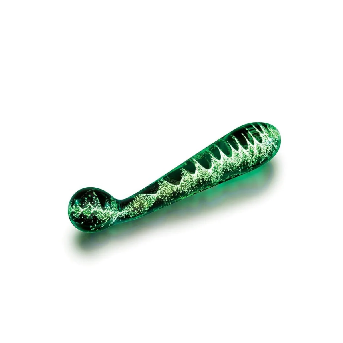 Whipsmart Glow In The Dark Glass Bulbous Dildo With Curved Tip 6.5 Inch - Image 3