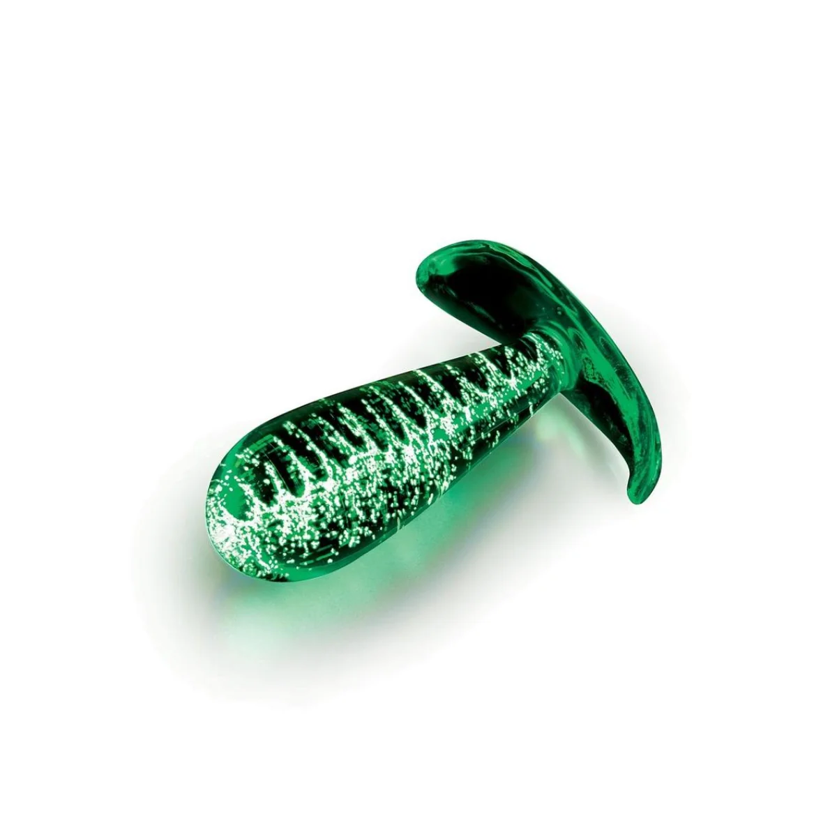 Whipsmart Glow In The Dark Glass Butt Plug With Curved Base 3.5 Inch - Image 3