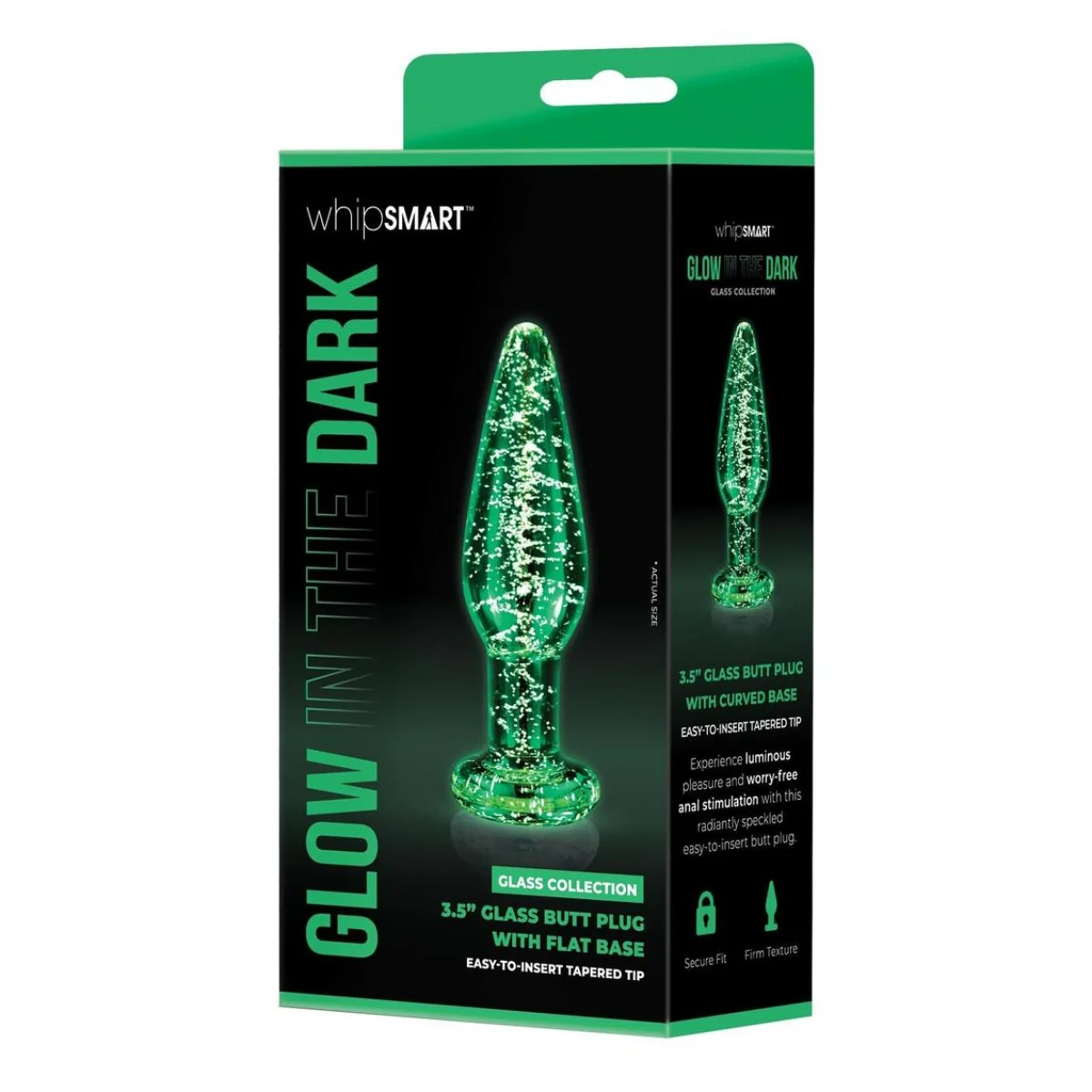 Whipsmart Glow In The Dark Glass Tapered Butt Plug With Flat Base 3.5 Inch - Image 2