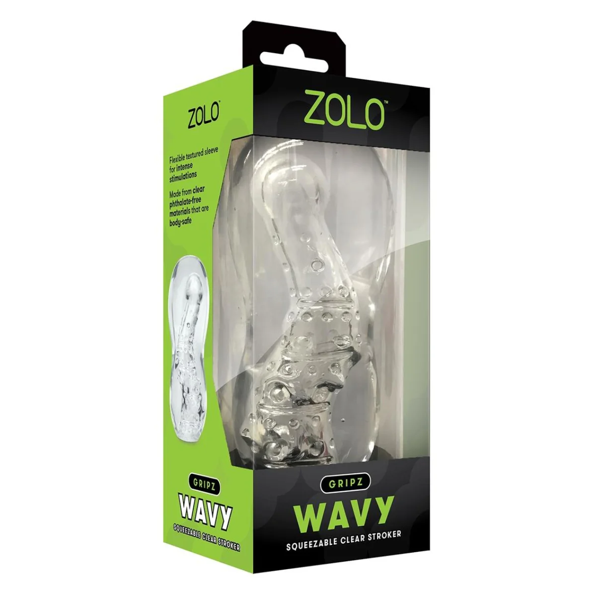 Zolo Gripz Wavy Squeezable Stroker Masturbator Clear - Image 2