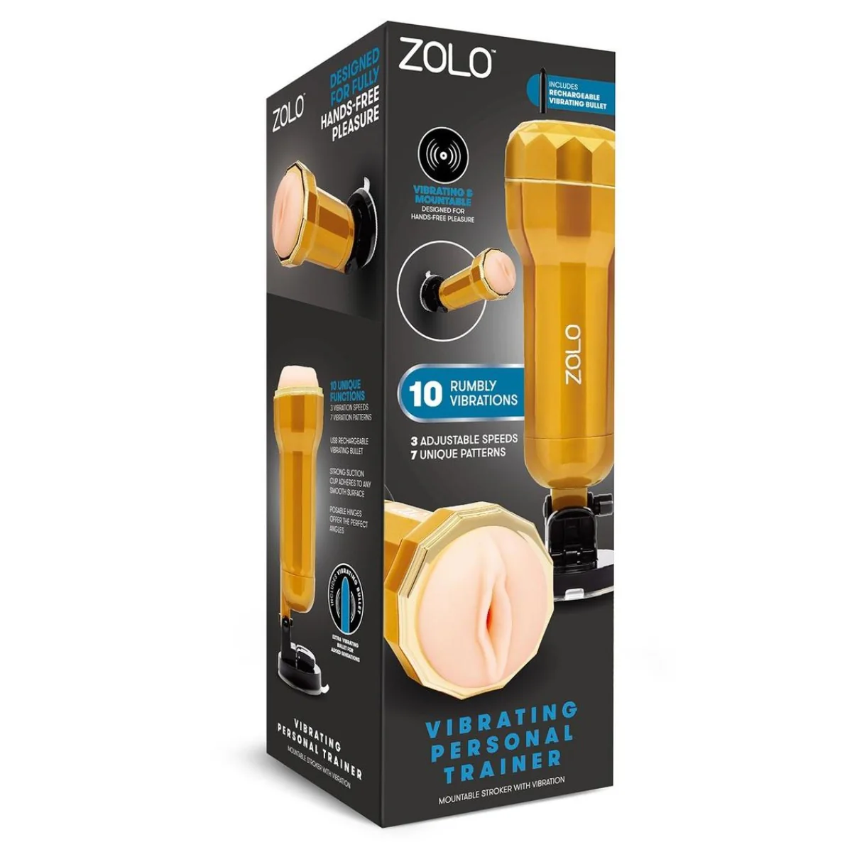 Zolo Personal Trainer Vibrating Mountable Stroker Gold - Image 2