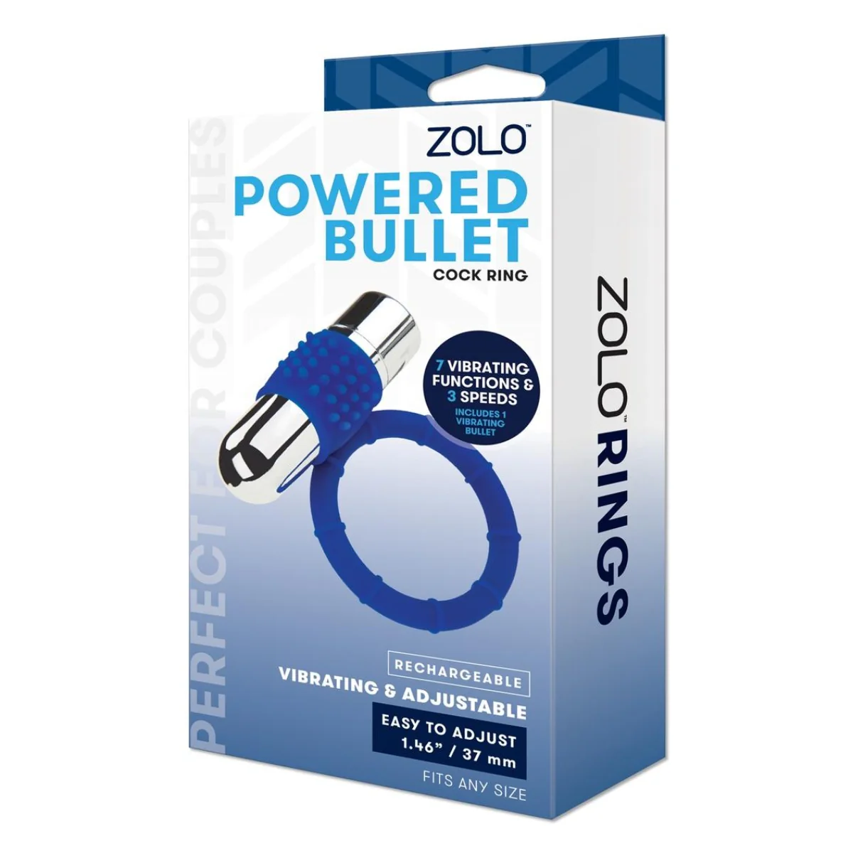 Zolo Powered Bullet Vibrating Cock Ring Blue - Image 2